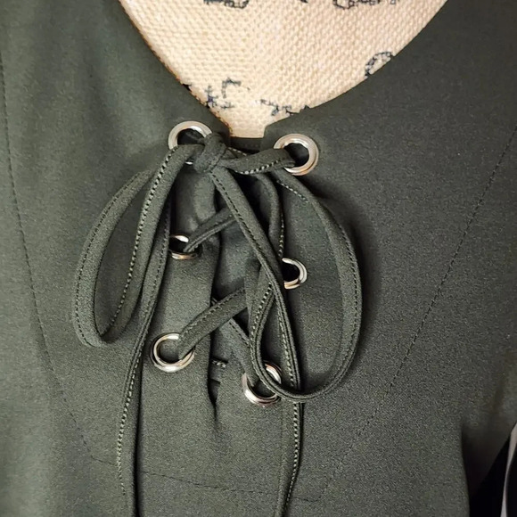 Anabelle Paris Womens Stretchy Midi Stylish Olive Green Shirt Dress Size Medium - Picture 7 of 12